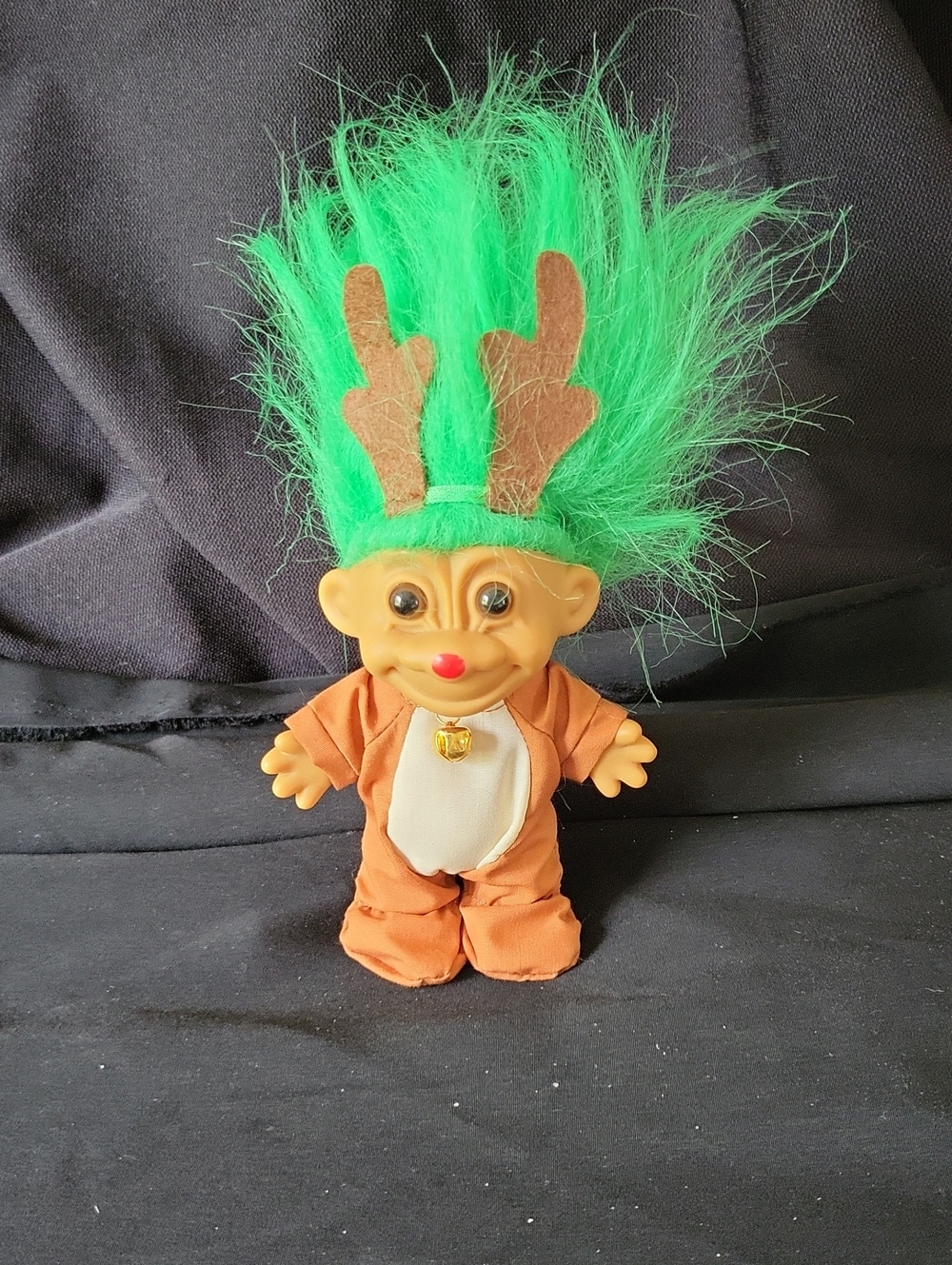 Vintage Russ Green-Haired Reindeer Troll Doll 5"